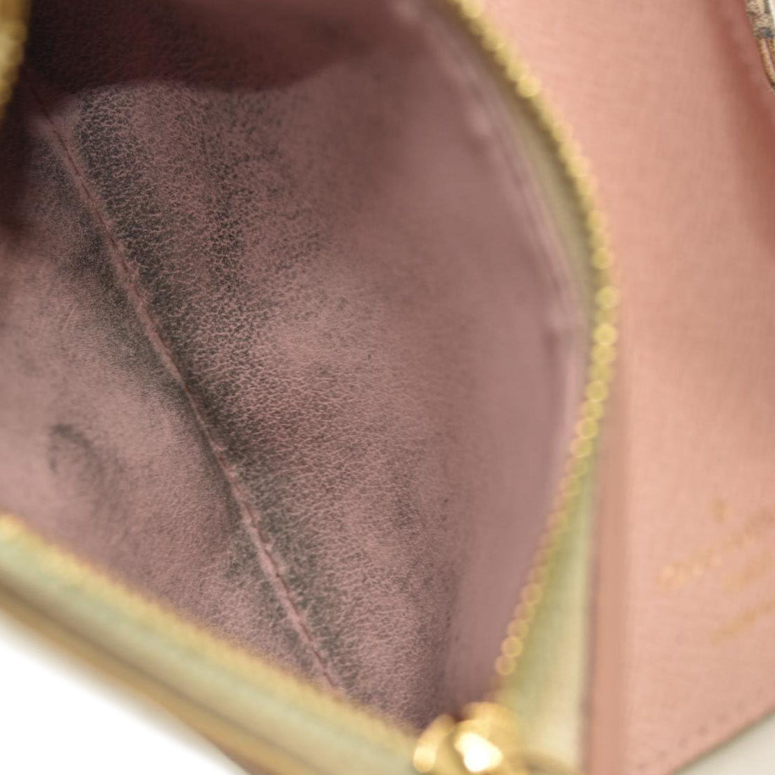 LOUIS VUITTON Damier Azur Victorine Wallet Rose Ballerine  6Y0829