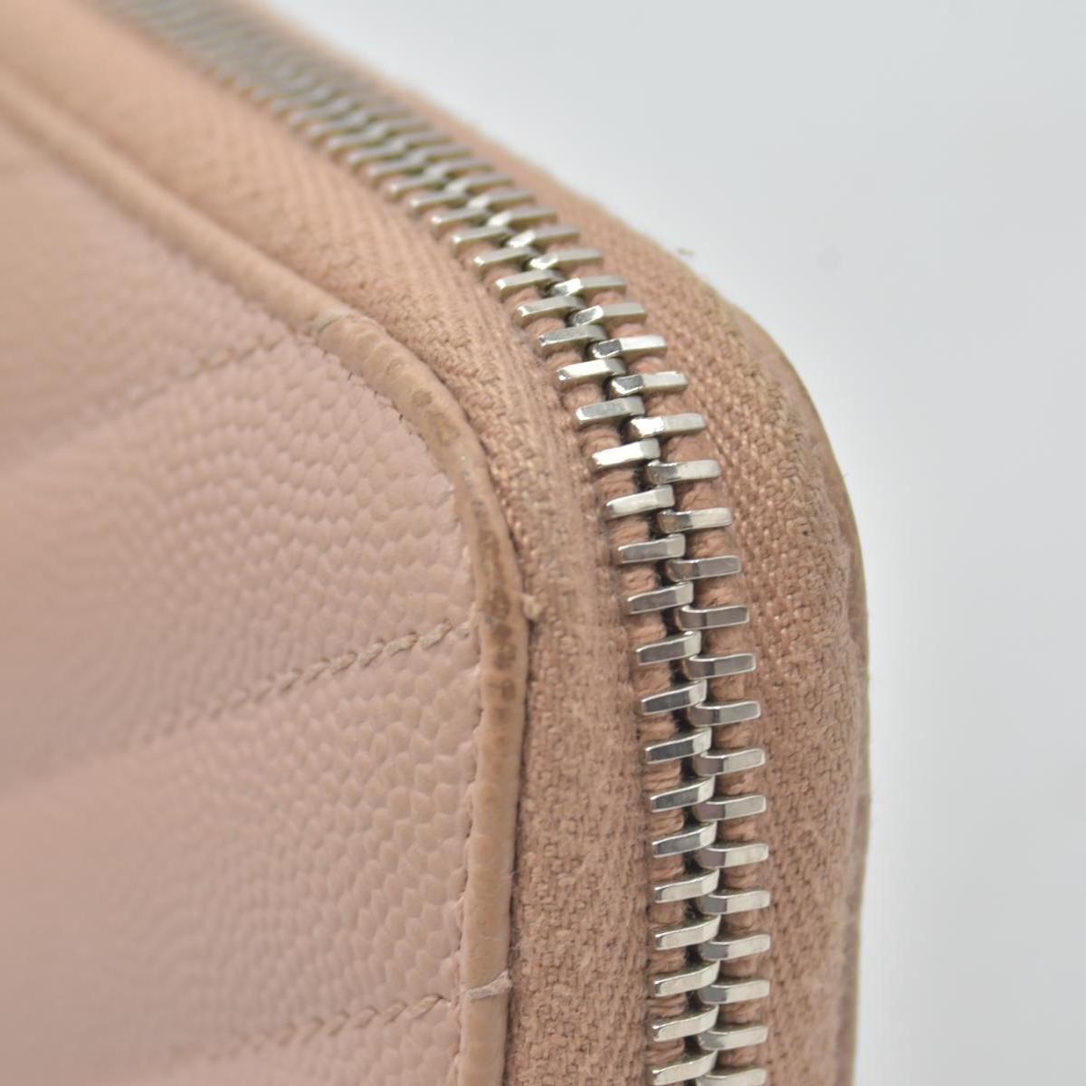$950 Saint Laurent Grain De Poudre Matelasse Chevron Monogram Zip Around Wallet YSL