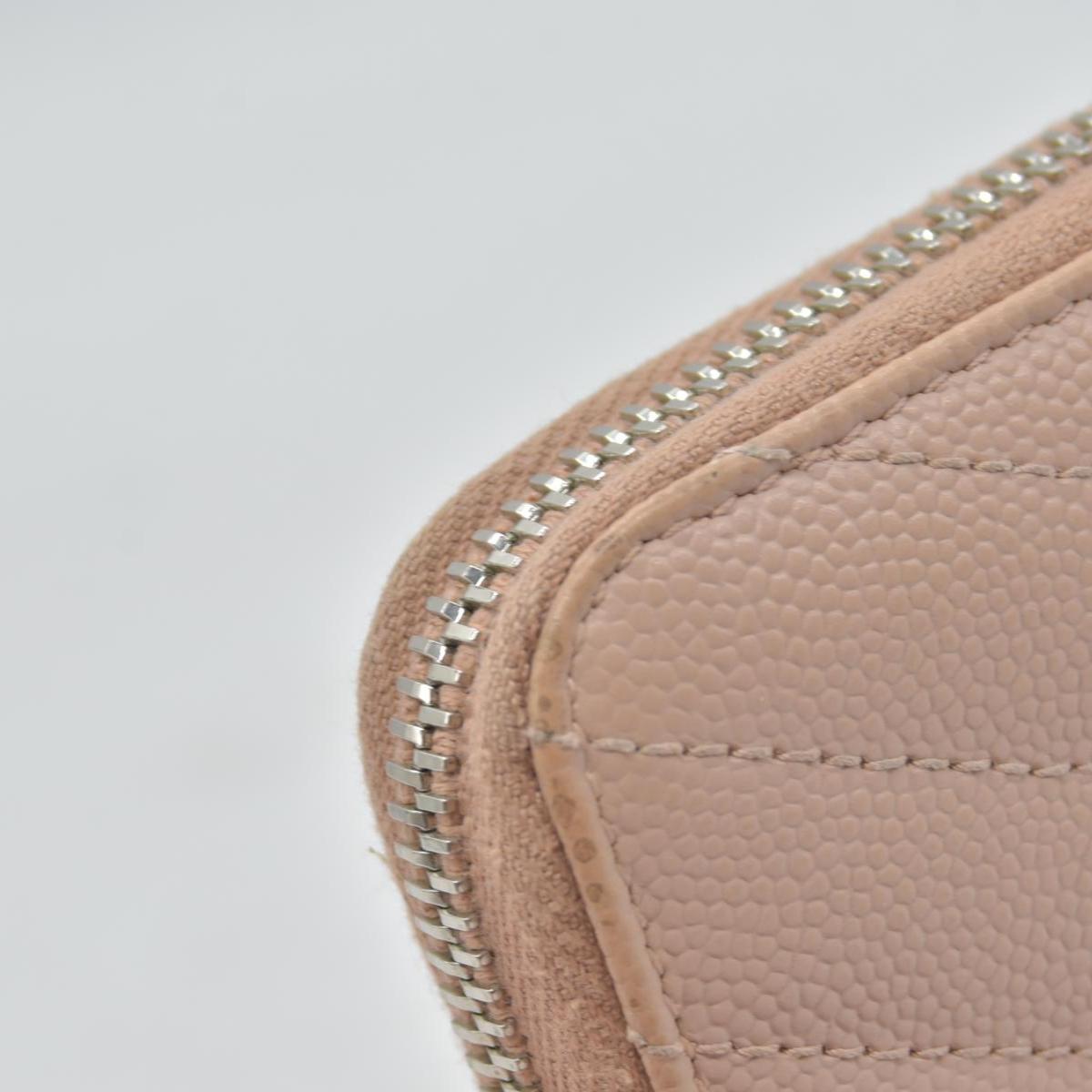 $950 Saint Laurent Grain De Poudre Matelasse Chevron Monogram Zip Around Wallet YSL