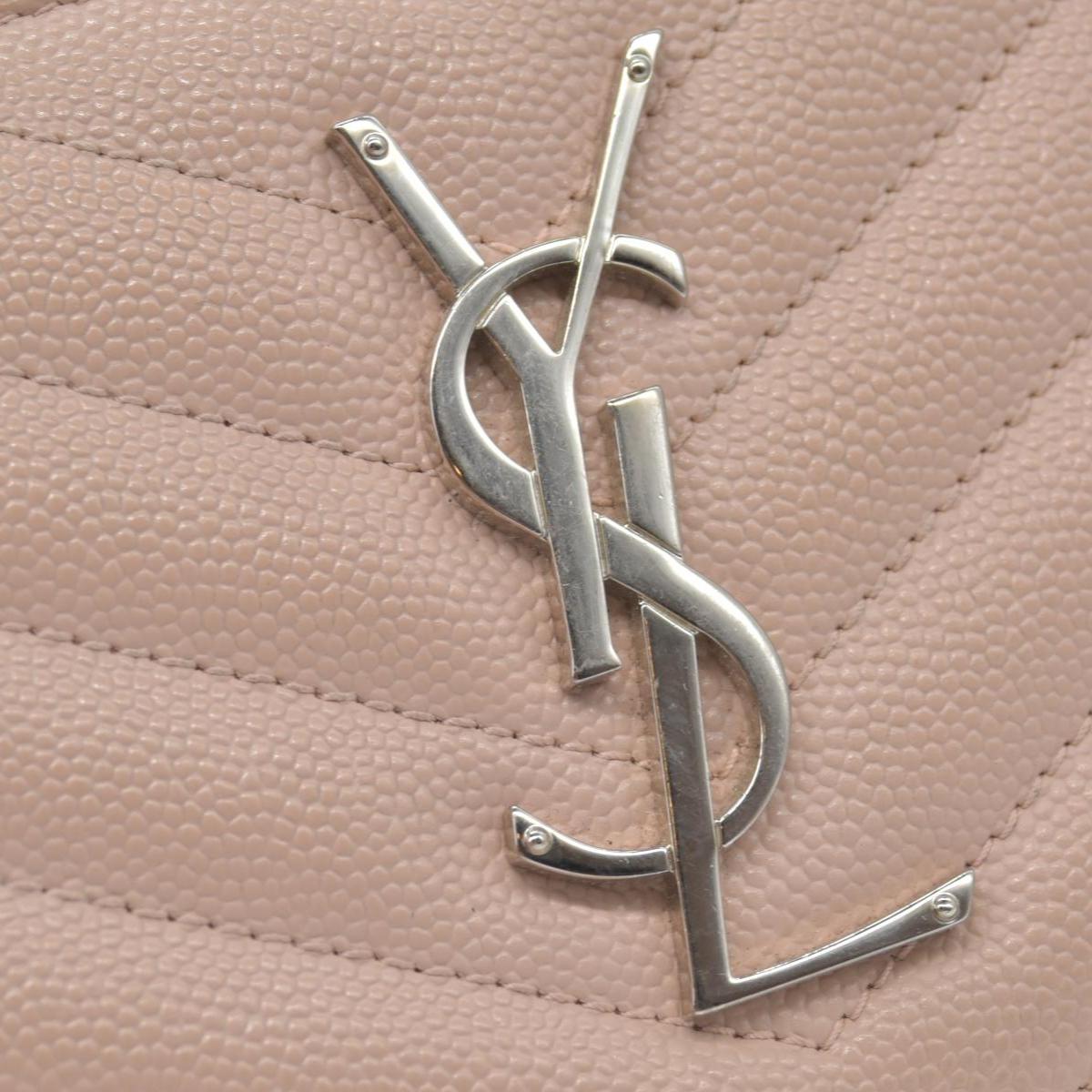 $950 Saint Laurent Grain De Poudre Matelasse Chevron Monogram Zip Around Wallet YSL