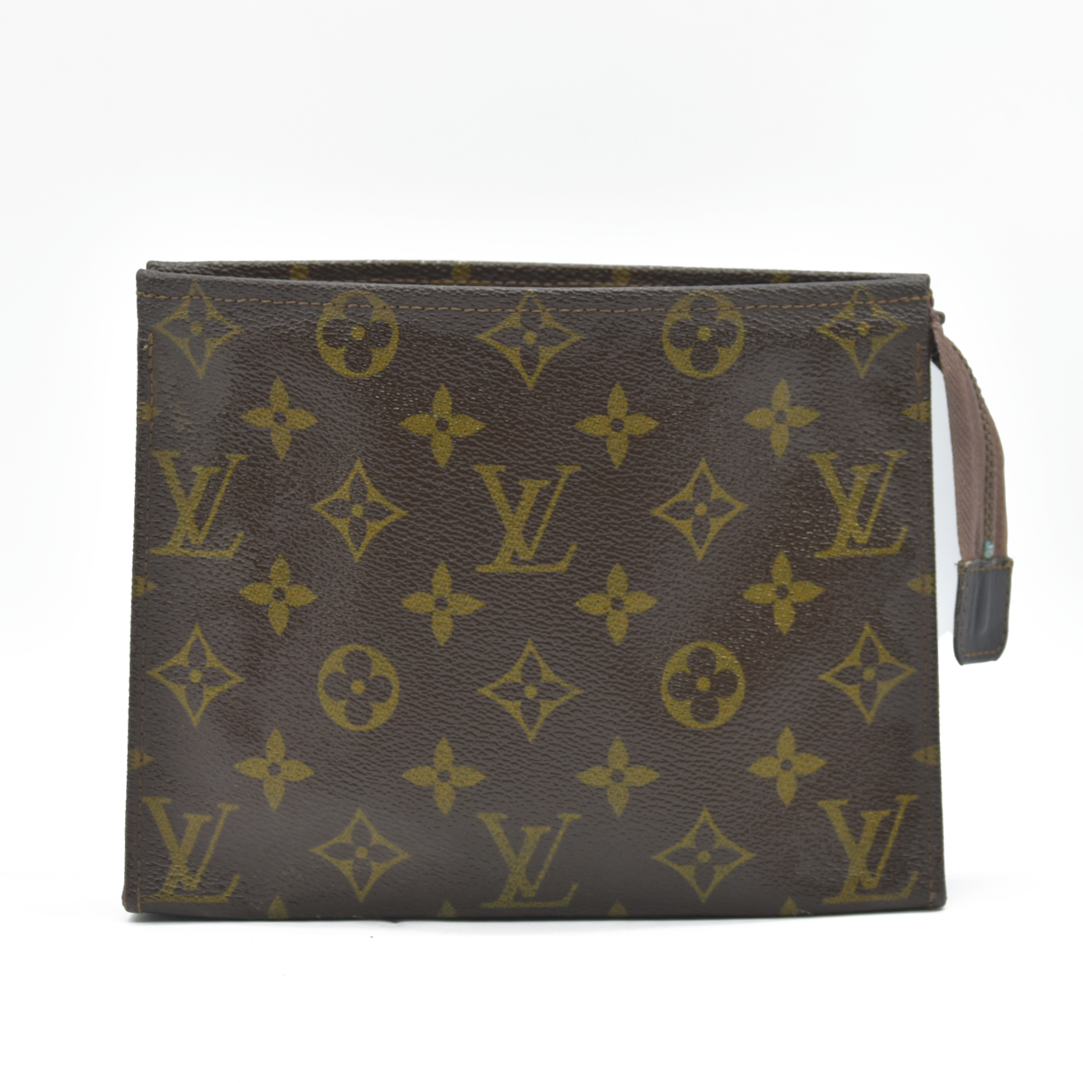 AUCTION $1620 Louis Vuitton Monogram Poche Toilette 19 Cosmetics Pouch Purse Brown 821