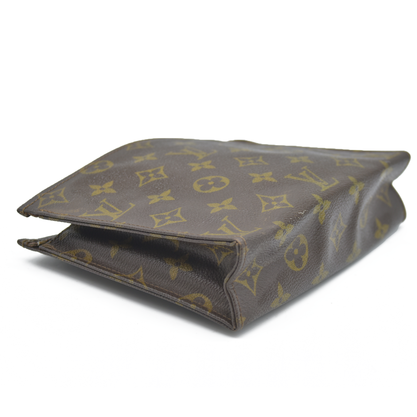 AUCTION $1620 Louis Vuitton Monogram Poche Toilette 19 Cosmetics Pouch Purse Brown 821