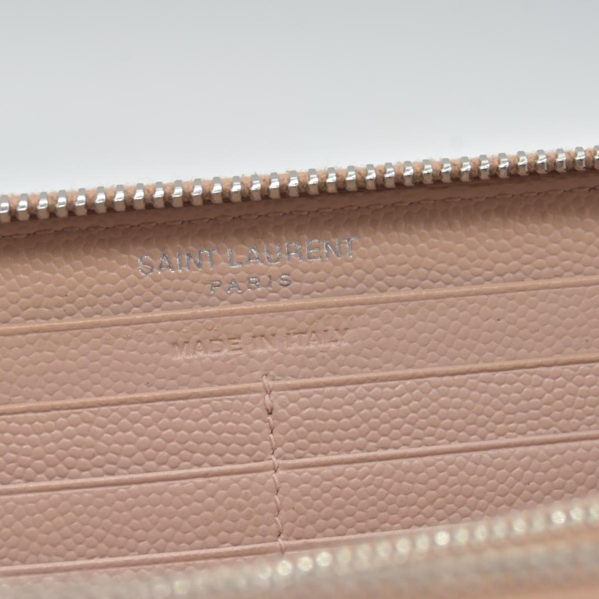 $950 Saint Laurent Grain De Poudre Matelasse Chevron Monogram Zip Around Wallet YSL