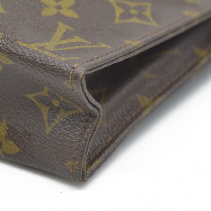 AUCTION $1620 Louis Vuitton Monogram Poche Toilette 19 Cosmetics Pouch Purse Brown 821