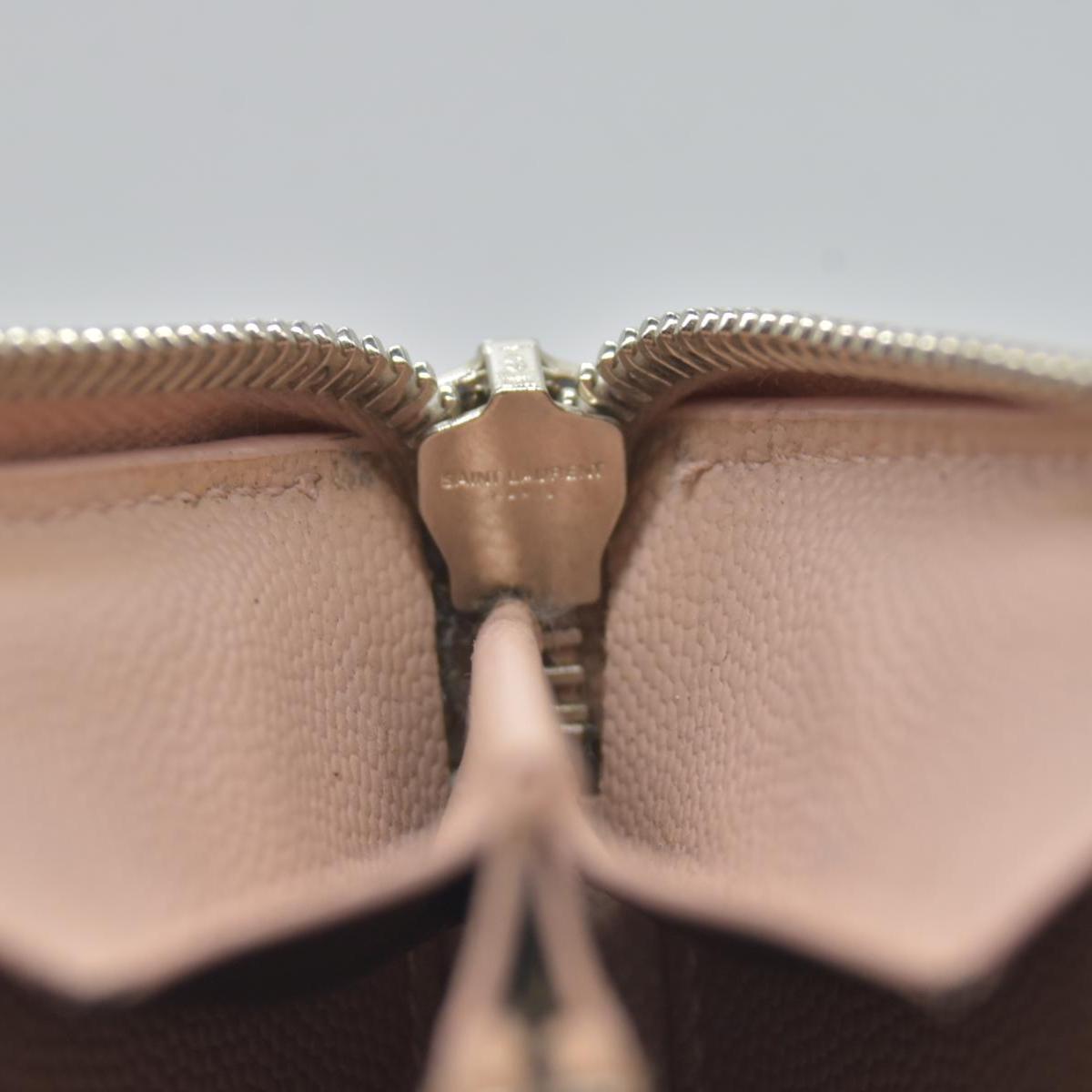 $950 Saint Laurent Grain De Poudre Matelasse Chevron Monogram Zip Around Wallet YSL