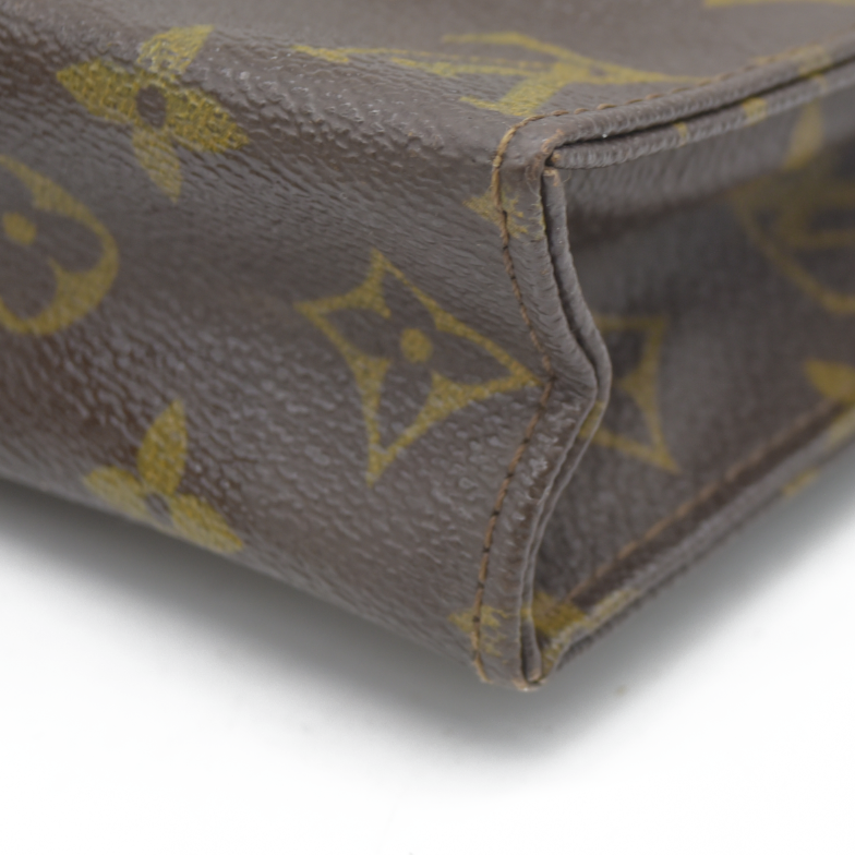 AUCTION $1620 Louis Vuitton Monogram Poche Toilette 19 Cosmetics Pouch Purse Brown 821