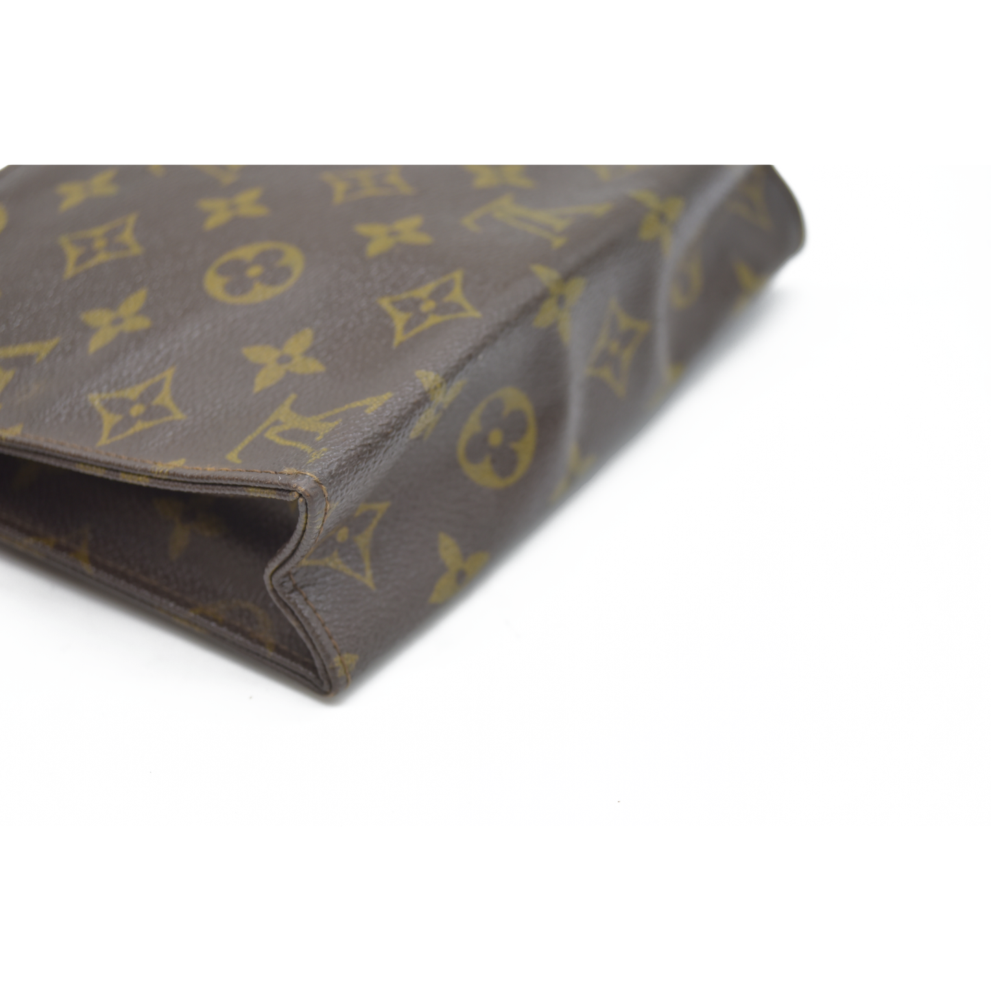 AUCTION $1620 Louis Vuitton Monogram Poche Toilette 19 Cosmetics Pouch Purse Brown 821