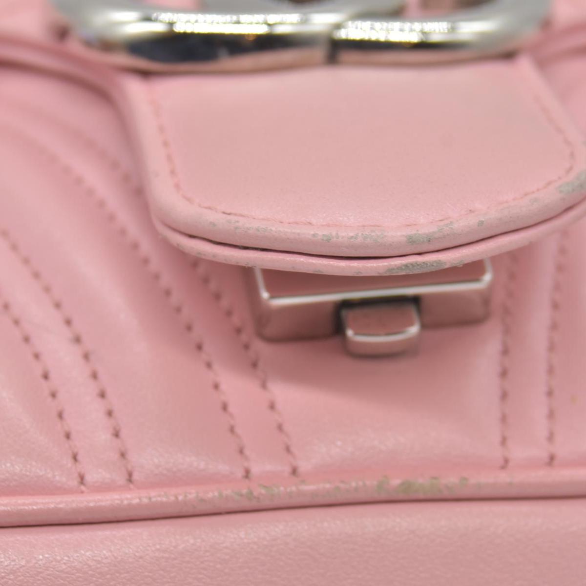 $2600 Gucci Calfskin Matelasse Small GG Marmont Shoulder Bag Wild Rose