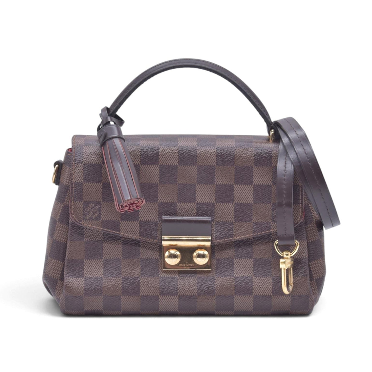 $1960 2018 LOUIS VUITTON Damier Ebene Croisette Top Handle Crossbody Bag Brown FL0138 10021361
