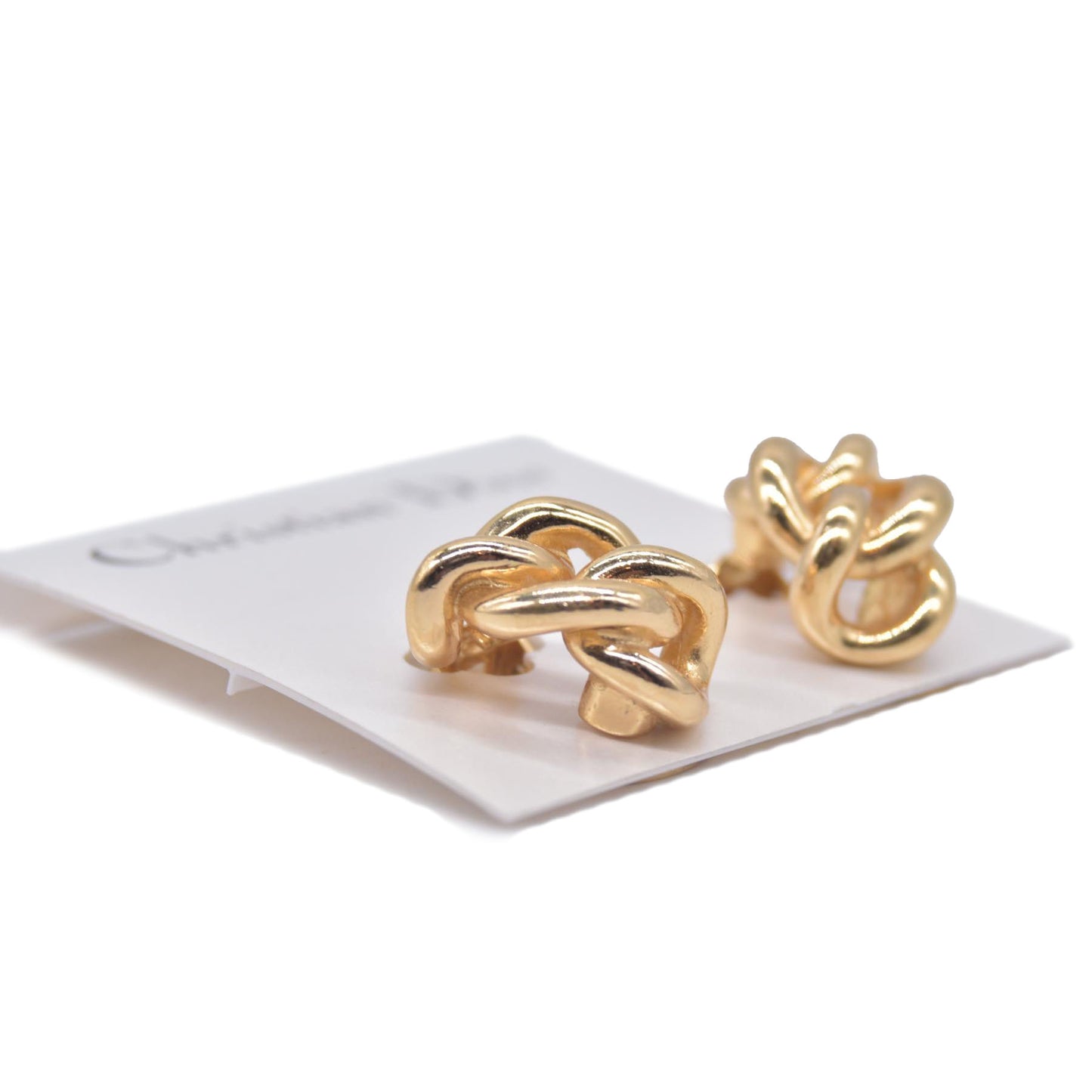 $300 Christian Dior Chain Motif Earrings Gold