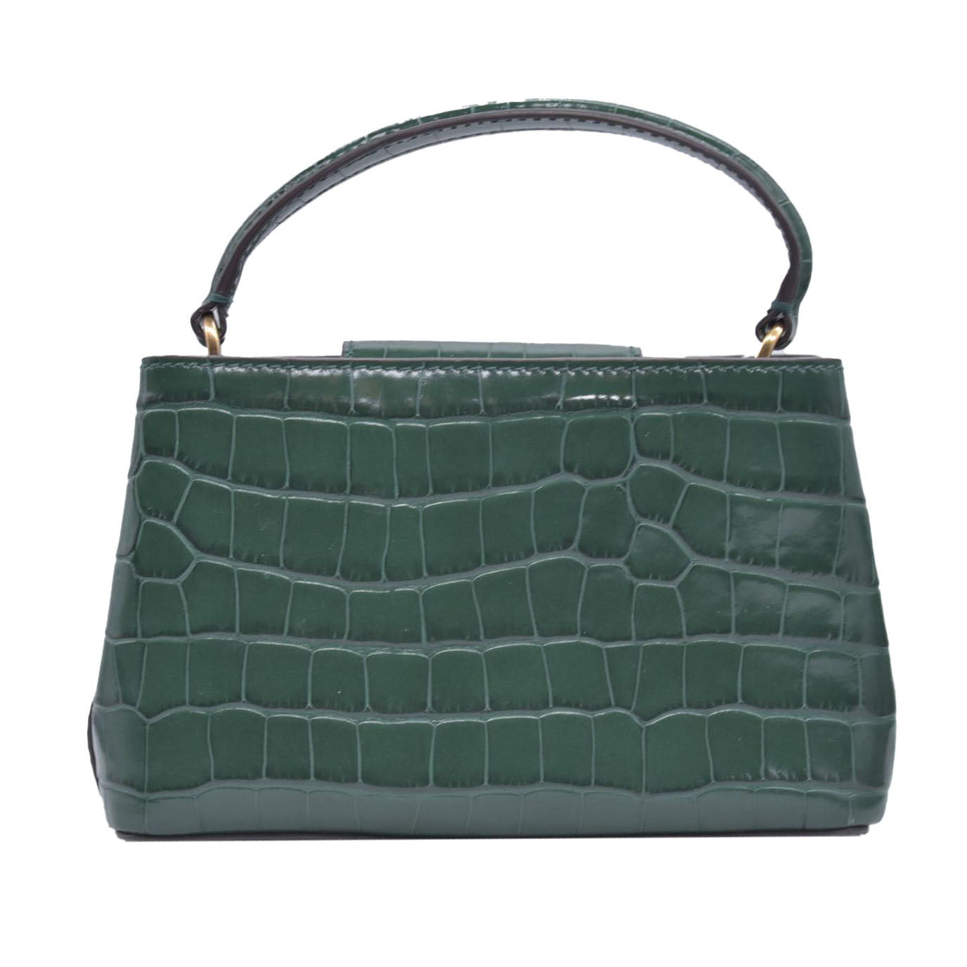 $720 TORY BURCH Britten Handbag Green Croc Embossed CONSIGNMENT