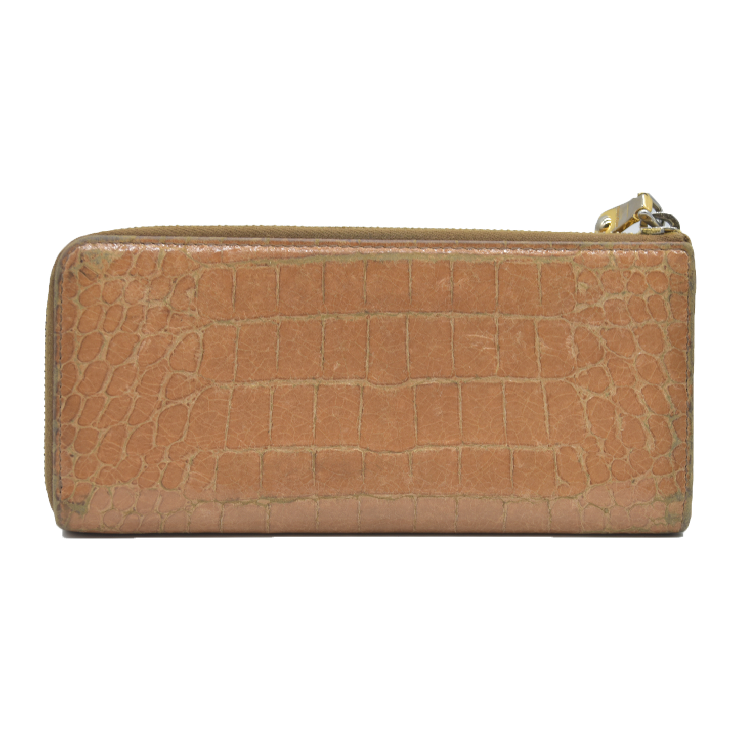 AUCTION $995 MIU MIU Logo Embossed Leather Zippy Long Wallet Beige