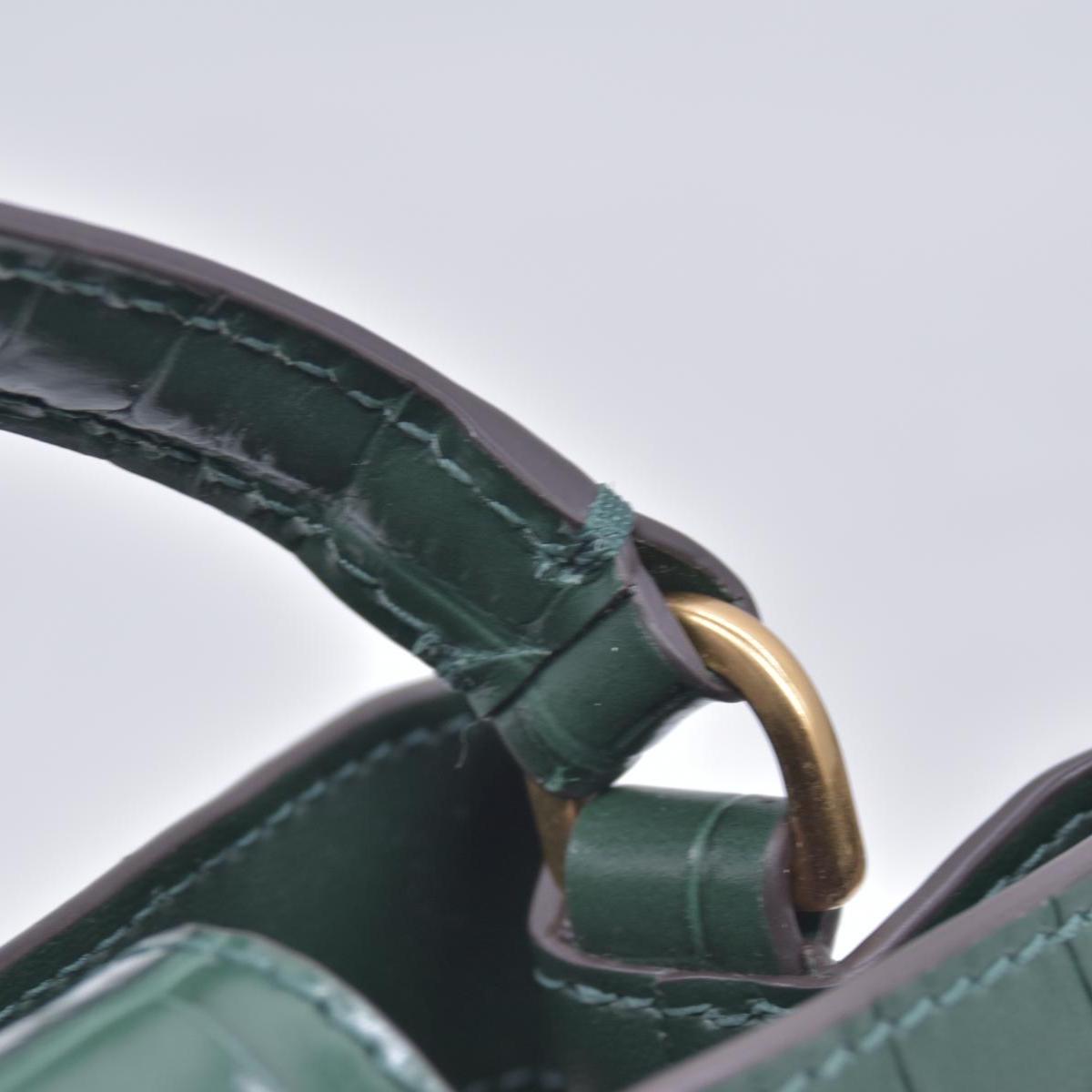 $720 TORY BURCH Britten Handbag Green Croc Embossed CONSIGNMENT
