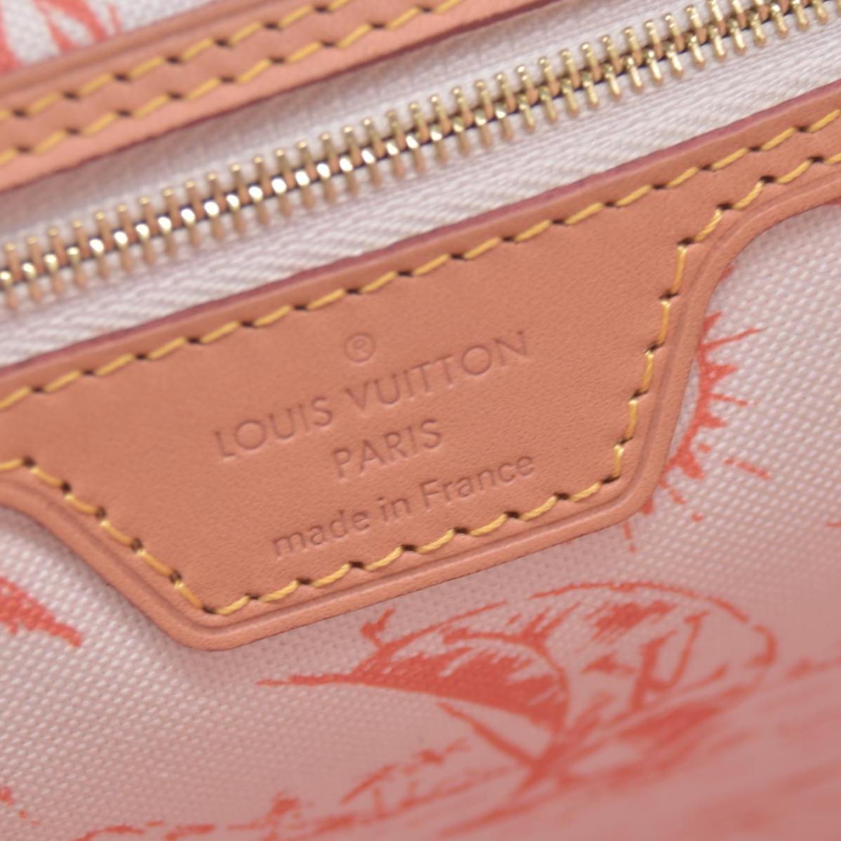 $3100 LOUIS VUITTON Monogram Resort Tile Neverfull MM Rose Clair Pink RFID 10021362