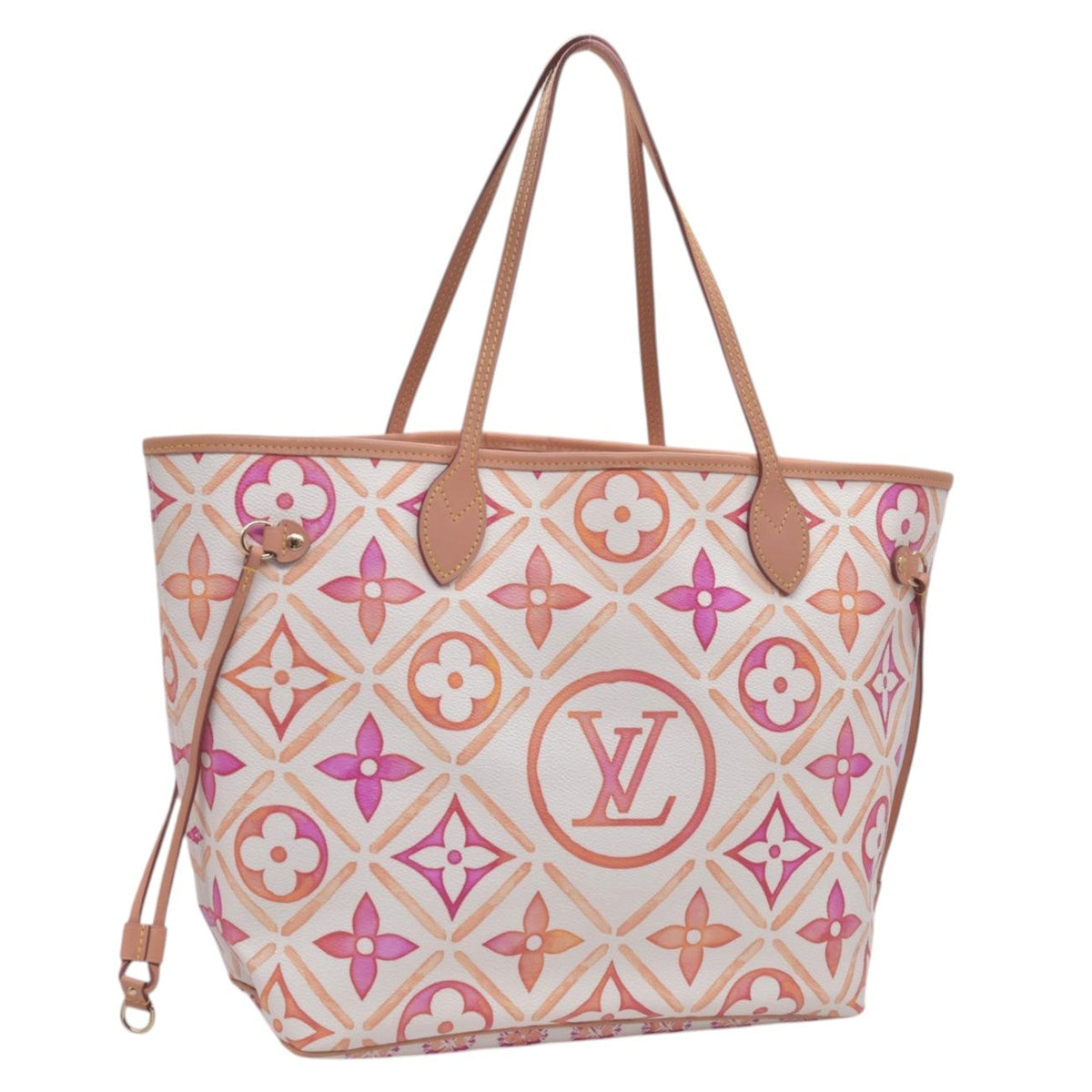 $3100 LOUIS VUITTON Monogram Resort Tile Neverfull MM Rose Clair Pink RFID 10021362