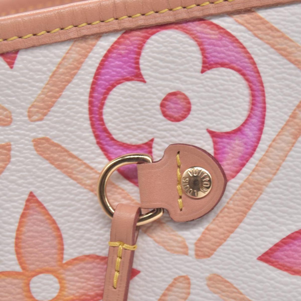 $3100 LOUIS VUITTON Monogram Resort Tile Neverfull MM Rose Clair Pink RFID 10021362