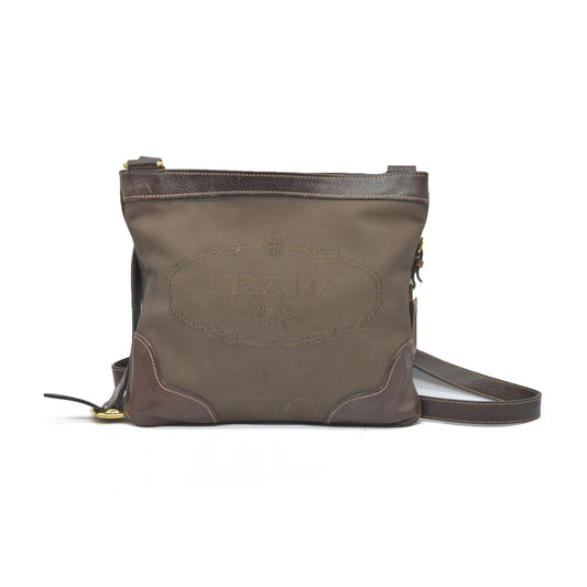 CONSIGNMENT Prada Canapa Logo Jacquard Messenger Bag
