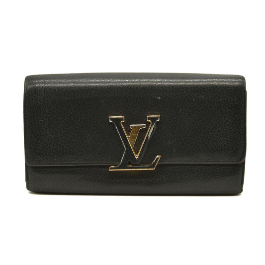 $1550 Louis Vuitton Taurillon Capucines Wallet Black MI0176