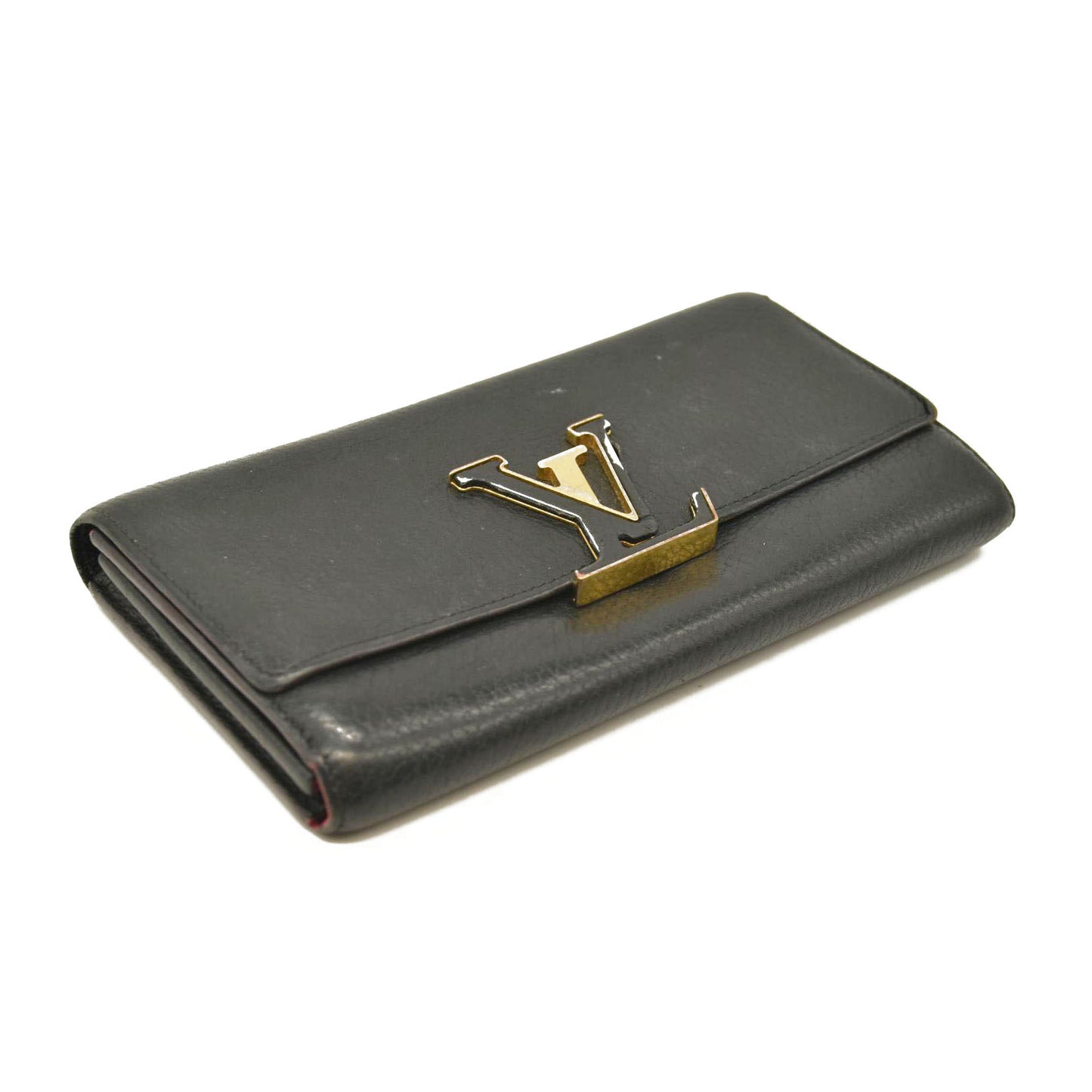 $1550 Louis Vuitton Taurillon Capucines Wallet Black MI0176