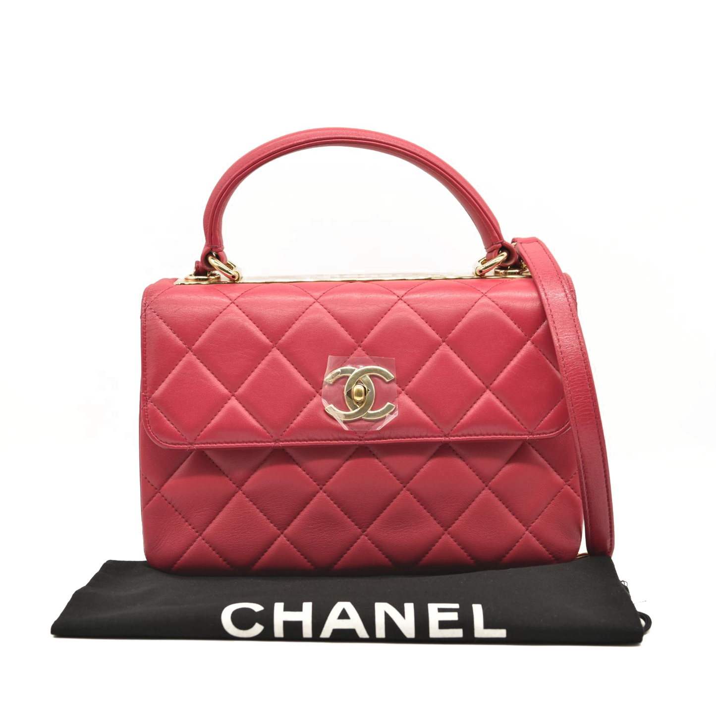 CHANEL Lambskin Quilted Small Trendy CC Flap Dual Handle Bag Pink