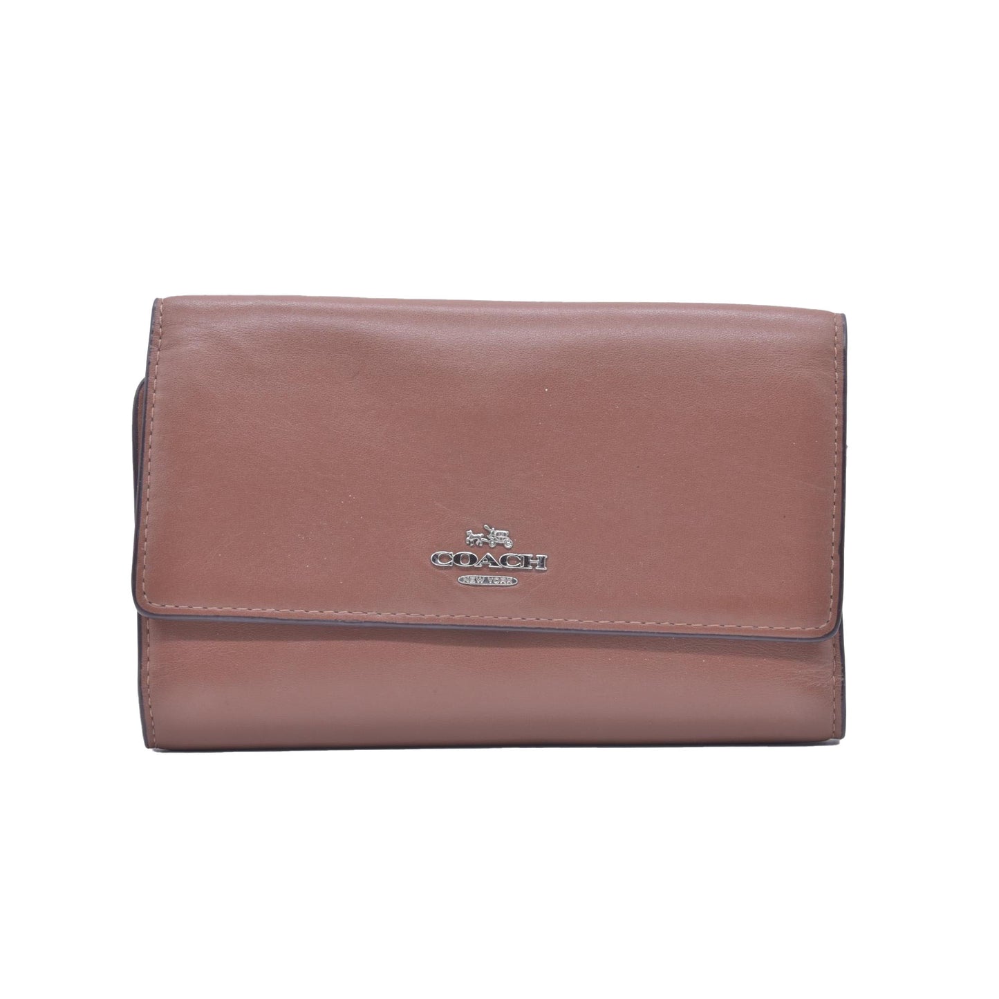 Coach Saffiano Tan Trifold Cross-grain Leather Wallet