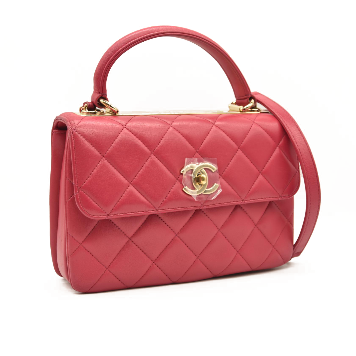 CHANEL Lambskin Quilted Small Trendy CC Flap Dual Handle Bag Pink