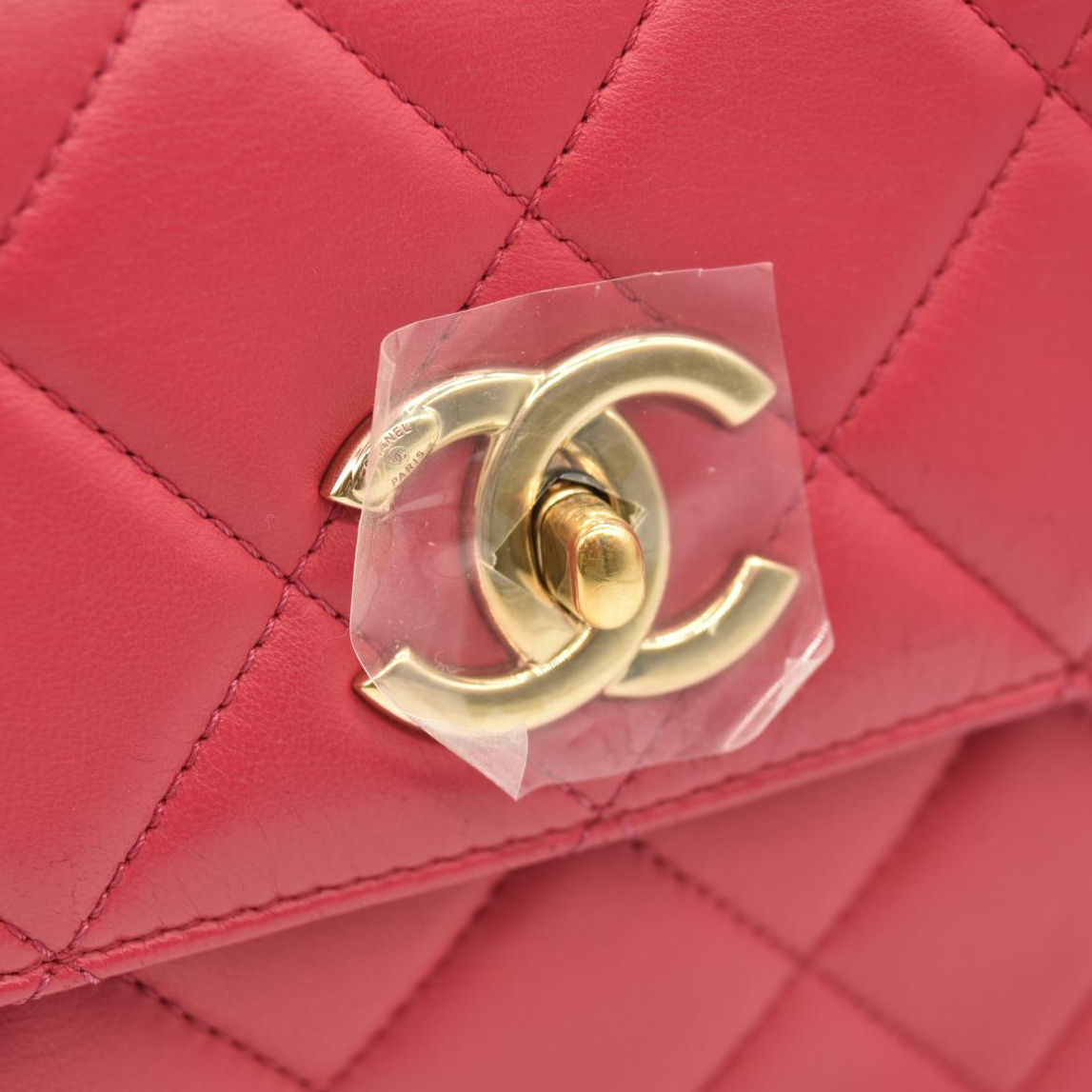 CHANEL Lambskin Quilted Small Trendy CC Flap Dual Handle Bag Pink