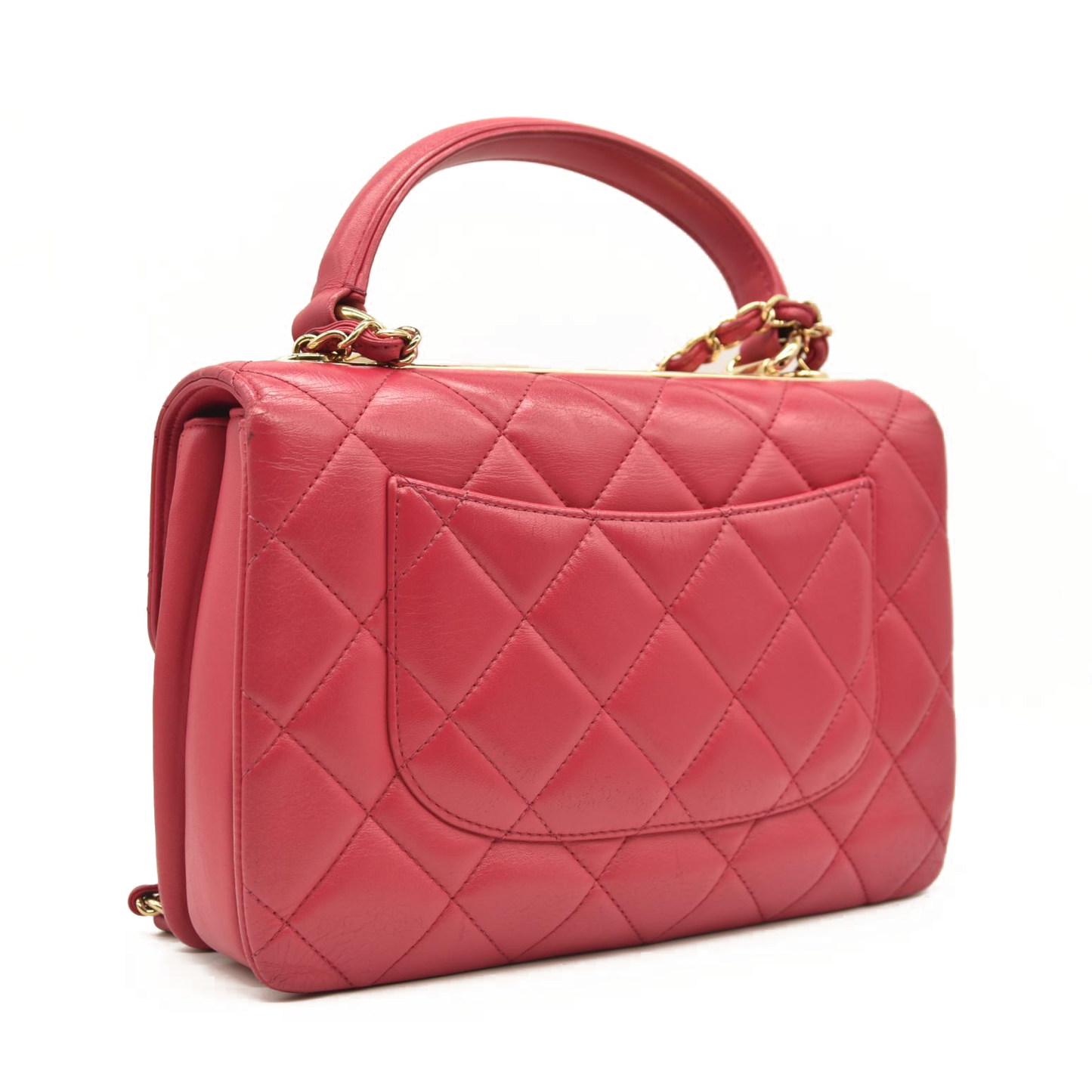 CHANEL Lambskin Quilted Small Trendy CC Flap Dual Handle Bag Pink