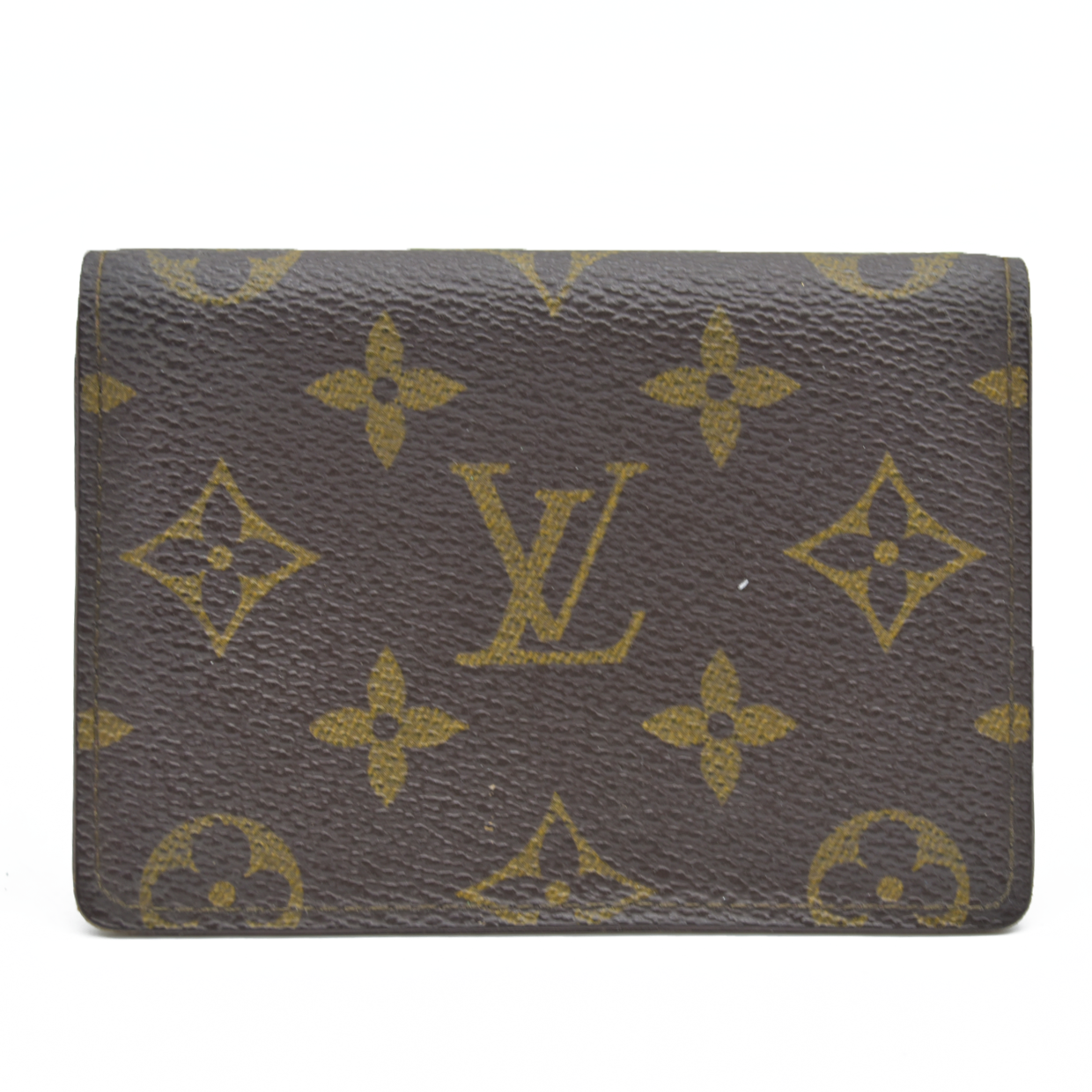 AUCTION $535 Louis Vuitton Monogram Porte 2 Cartes Vertical Pass Card Case Brown CA0994