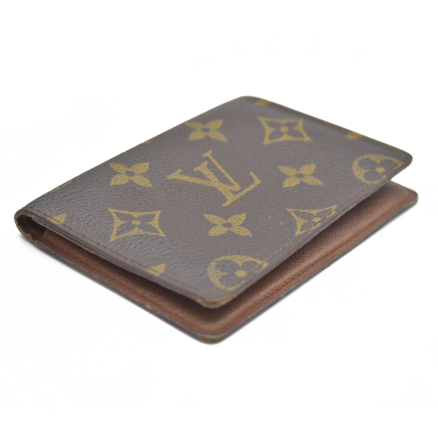 AUCTION $535 Louis Vuitton Monogram Porte 2 Cartes Vertical Pass Card Case Brown CA0994