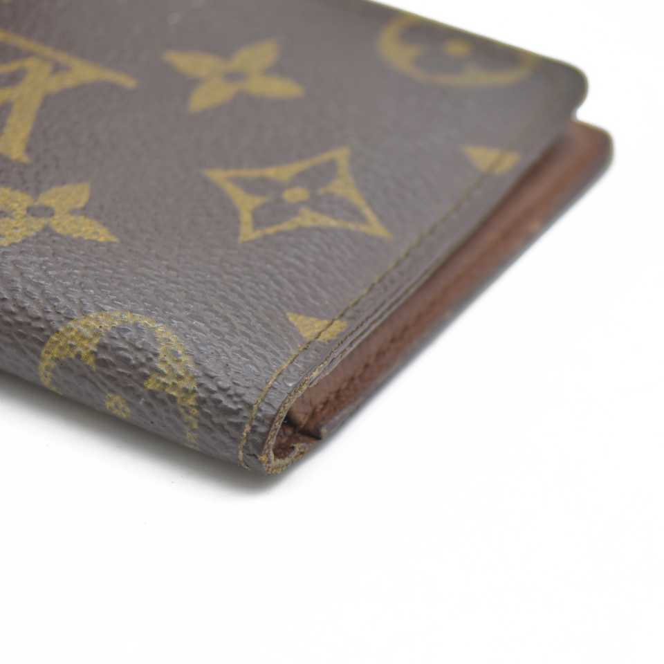 AUCTION $535 Louis Vuitton Monogram Porte 2 Cartes Vertical Pass Card Case Brown CA0994