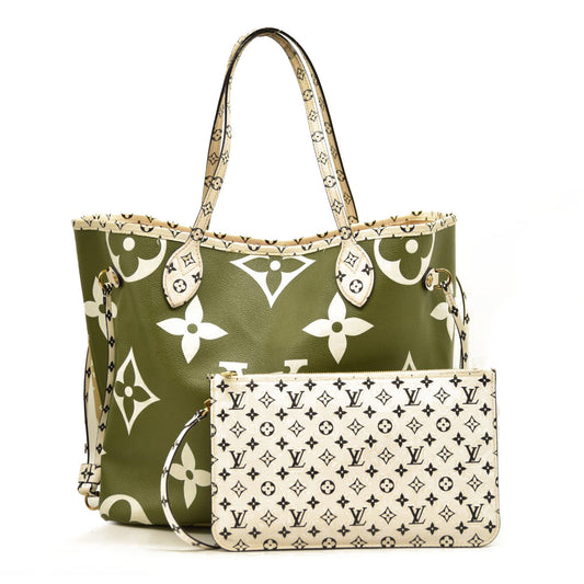 Louis Vuitton Monogram Giant Neverfull MM Kaki with Pouch
