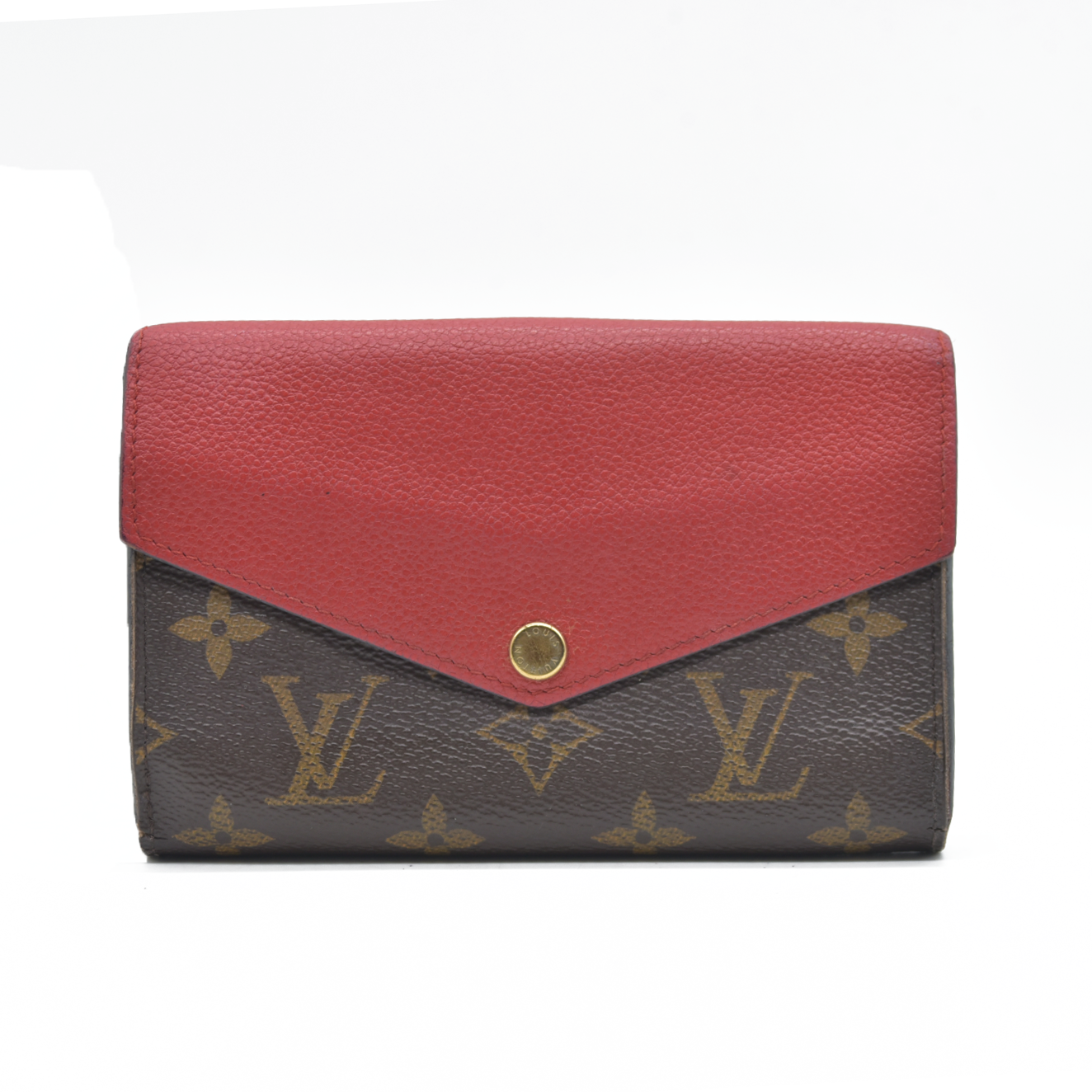 AUCTION $1060 Louis Vuitton Monogram Porte Feuille Pallas Compact Bifold Wallet Brown CA0126