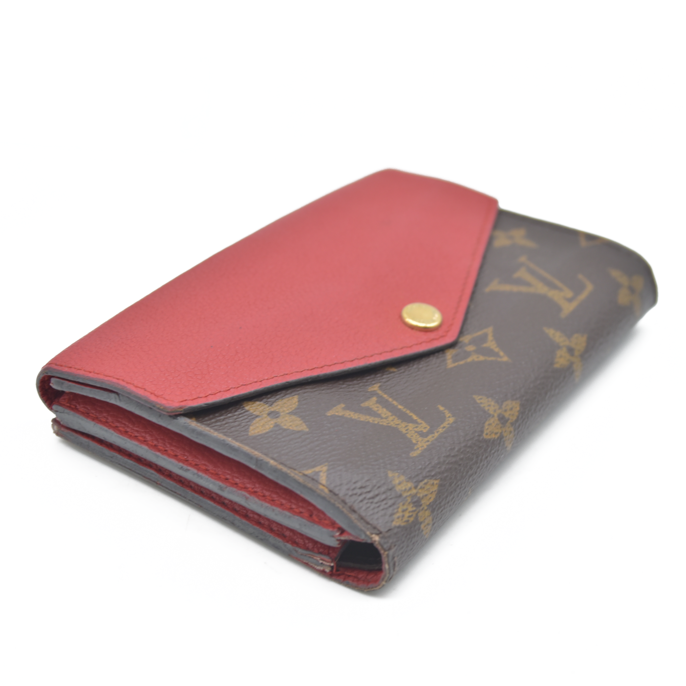 AUCTION $1060 Louis Vuitton Monogram Porte Feuille Pallas Compact Bifold Wallet Brown CA0126