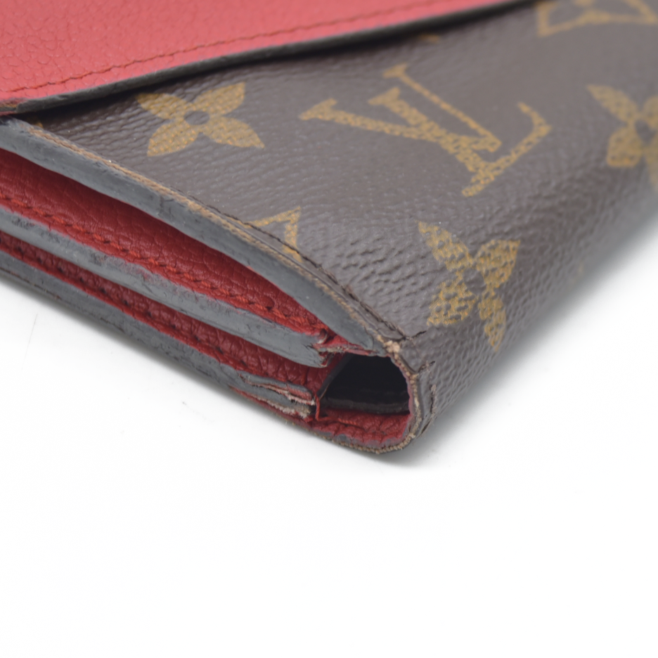 AUCTION $1060 Louis Vuitton Monogram Porte Feuille Pallas Compact Bifold Wallet Brown CA0126