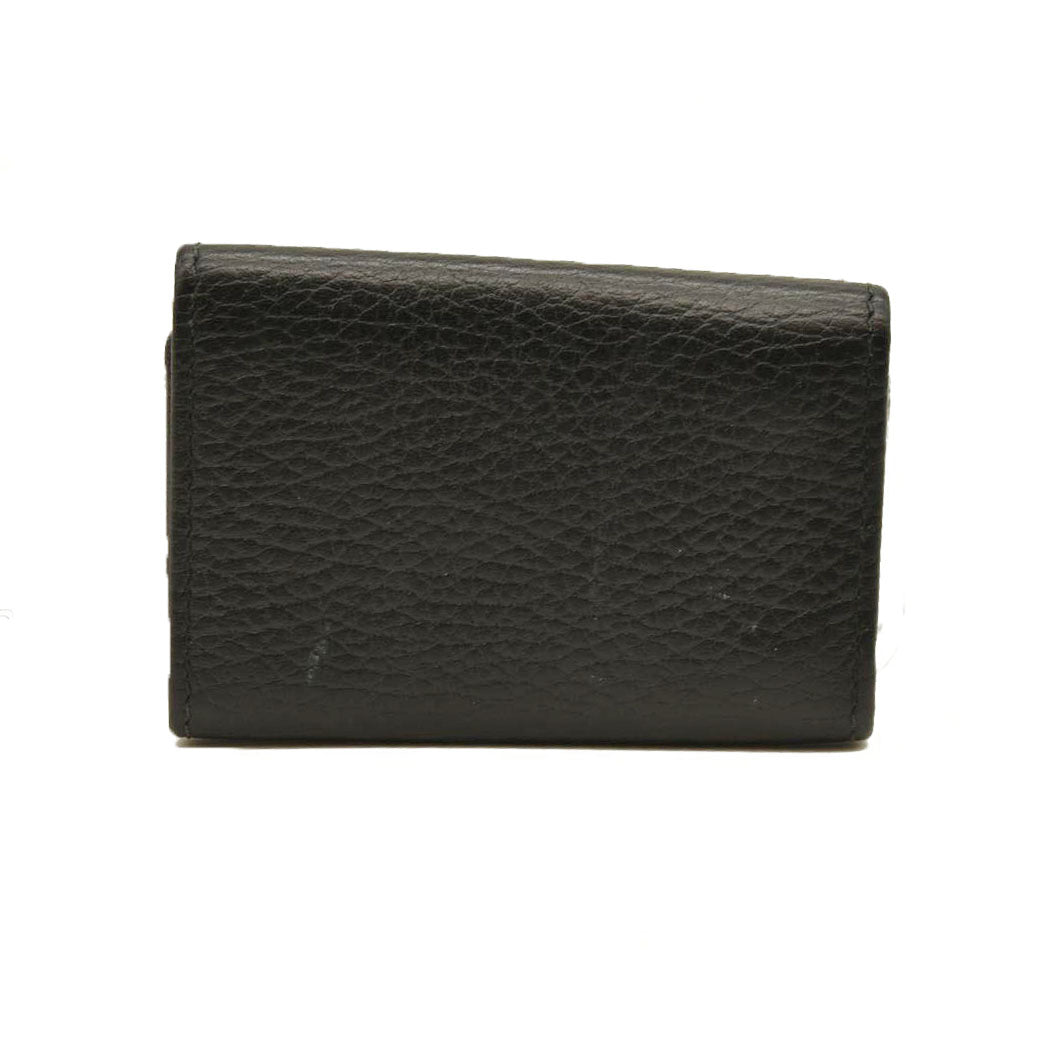 Gucci Pebbled Calfskin GG Marmont 6 Key Holder Black