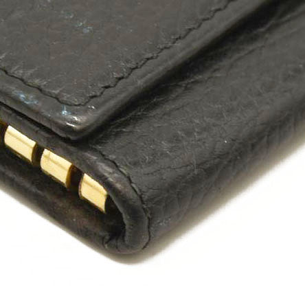 Gucci Pebbled Calfskin GG Marmont 6 Key Holder Black