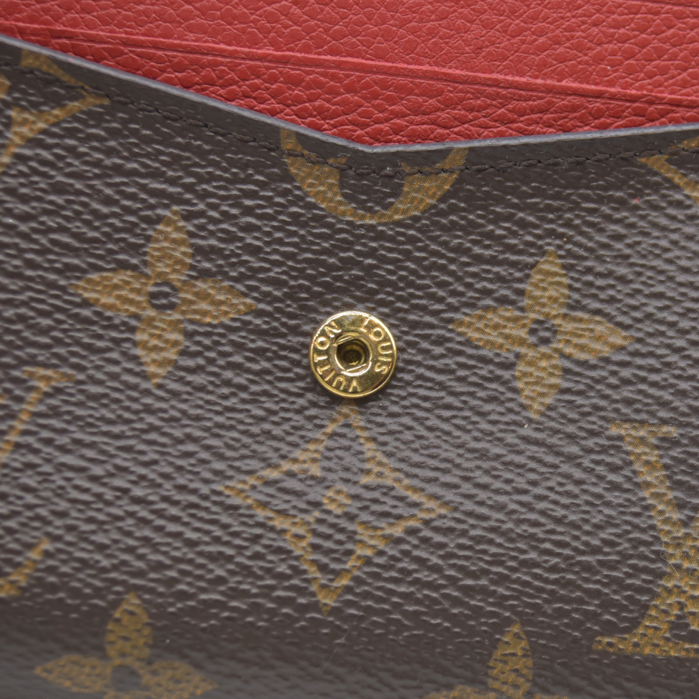 AUCTION $1060 Louis Vuitton Monogram Porte Feuille Pallas Compact Bifold Wallet Brown CA0126