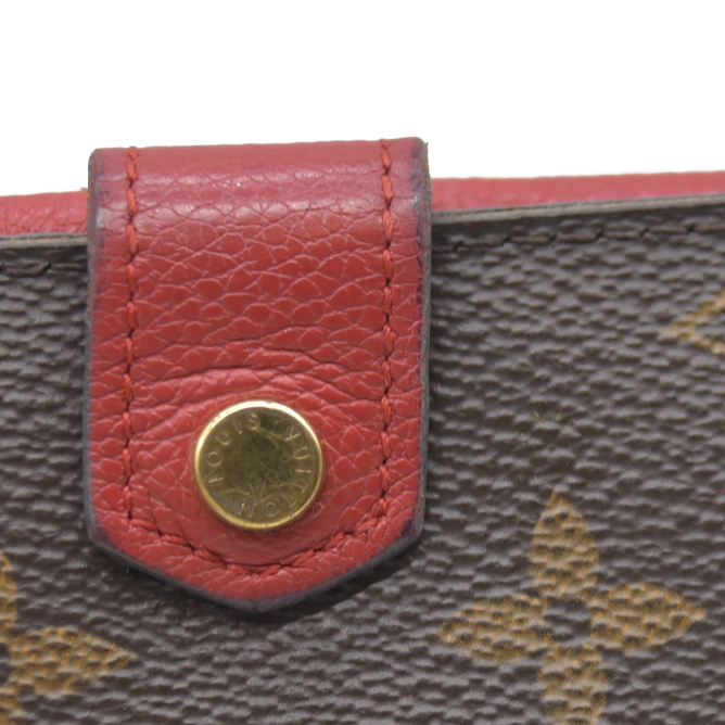 AUCTION $1060 Louis Vuitton Monogram Porte Feuille Pallas Compact Bifold Wallet Brown CA0126