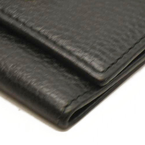 Gucci Pebbled Calfskin GG Marmont 6 Key Holder Black