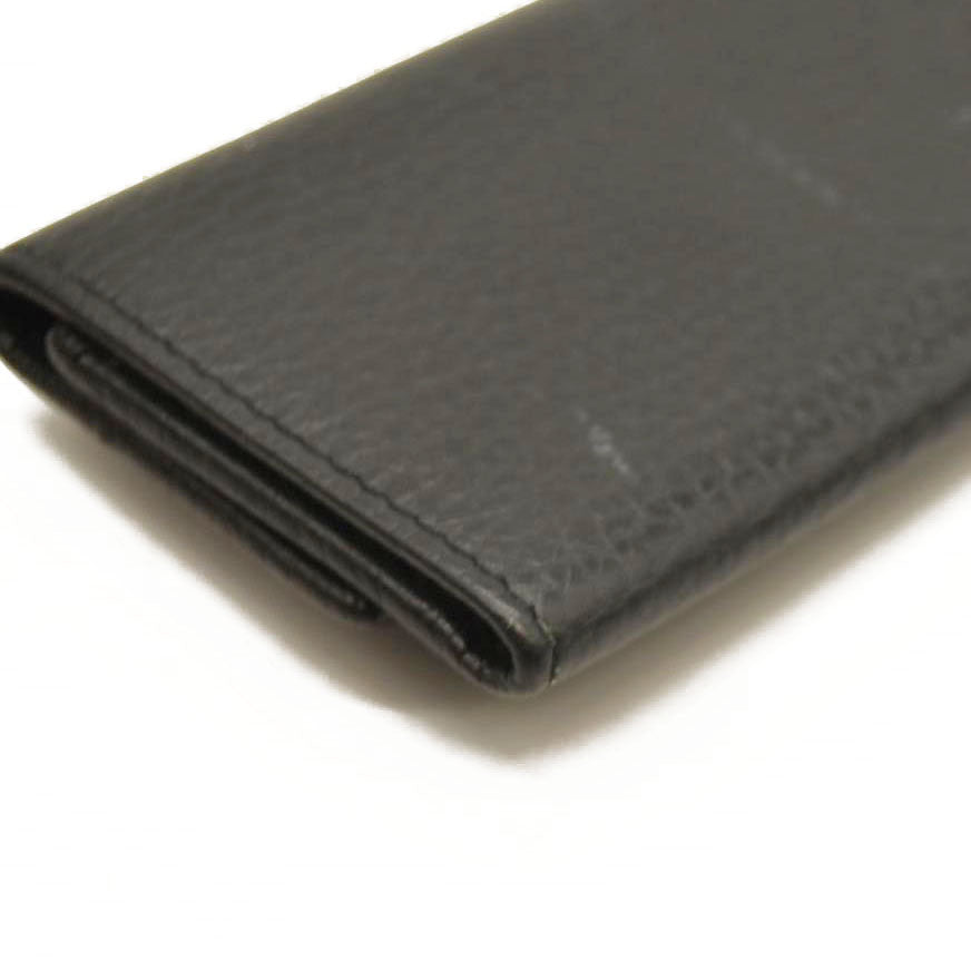 Gucci Pebbled Calfskin GG Marmont 6 Key Holder Black