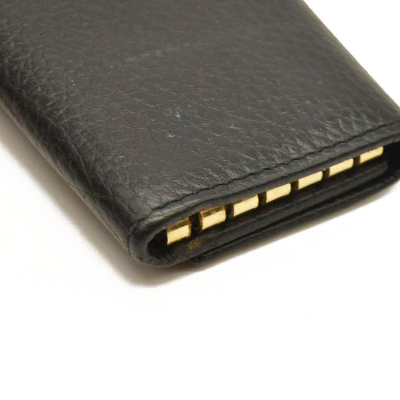 Gucci Pebbled Calfskin GG Marmont 6 Key Holder Black