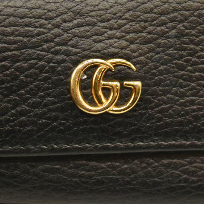 Gucci Pebbled Calfskin GG Marmont 6 Key Holder Black