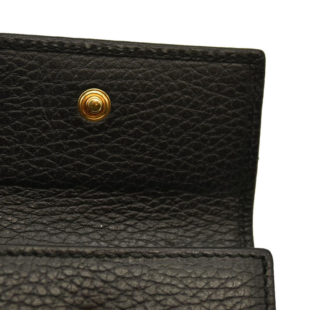 Gucci Pebbled Calfskin GG Marmont 6 Key Holder Black