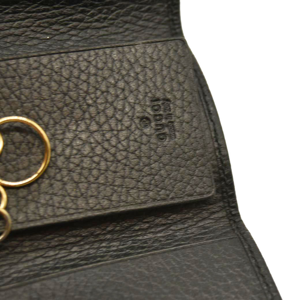 Gucci Pebbled Calfskin GG Marmont 6 Key Holder Black