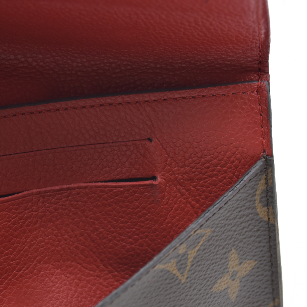 AUCTION $1060 Louis Vuitton Monogram Porte Feuille Pallas Compact Bifold Wallet Brown CA0126