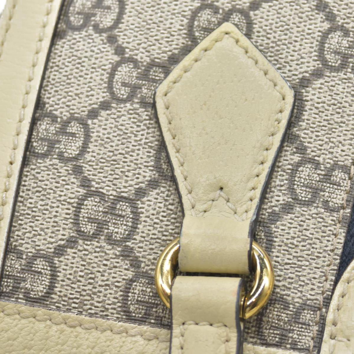 Gucci GG Supreme Monogram Textured Dollar Calfskin Web Small Ophidia Tote Bag Beige Ebony Mystic White