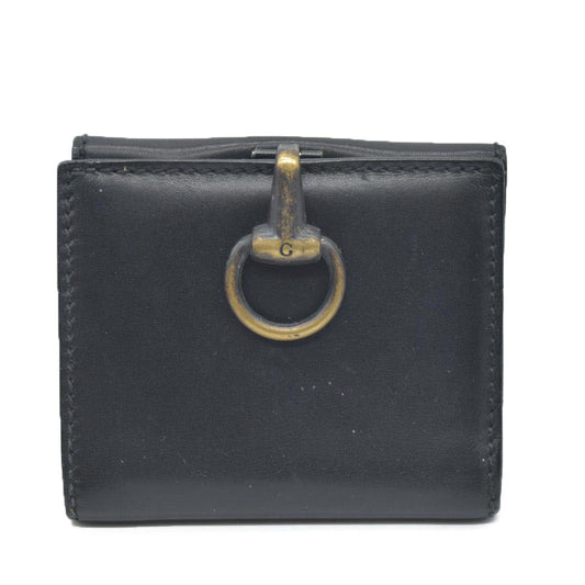 $590 Gucci Vintage Horsebit Bifold Wallet Leather Black