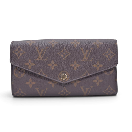 $790 LOUIS VUITTON Monogram Envelope Portefeuille Sarah Wallet Brown 10021369