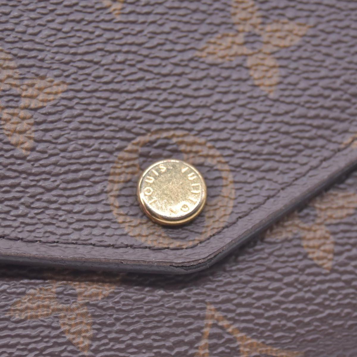 $790 LOUIS VUITTON Monogram Envelope Portefeuille Sarah Wallet Brown 10021369
